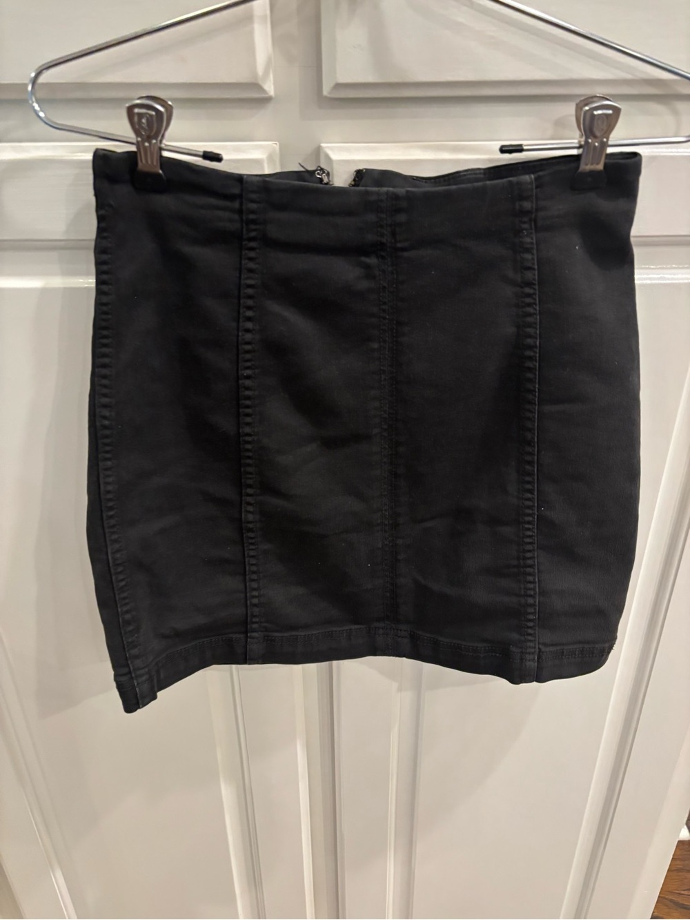 Free People Black Mini Skirt with Vertical Seams